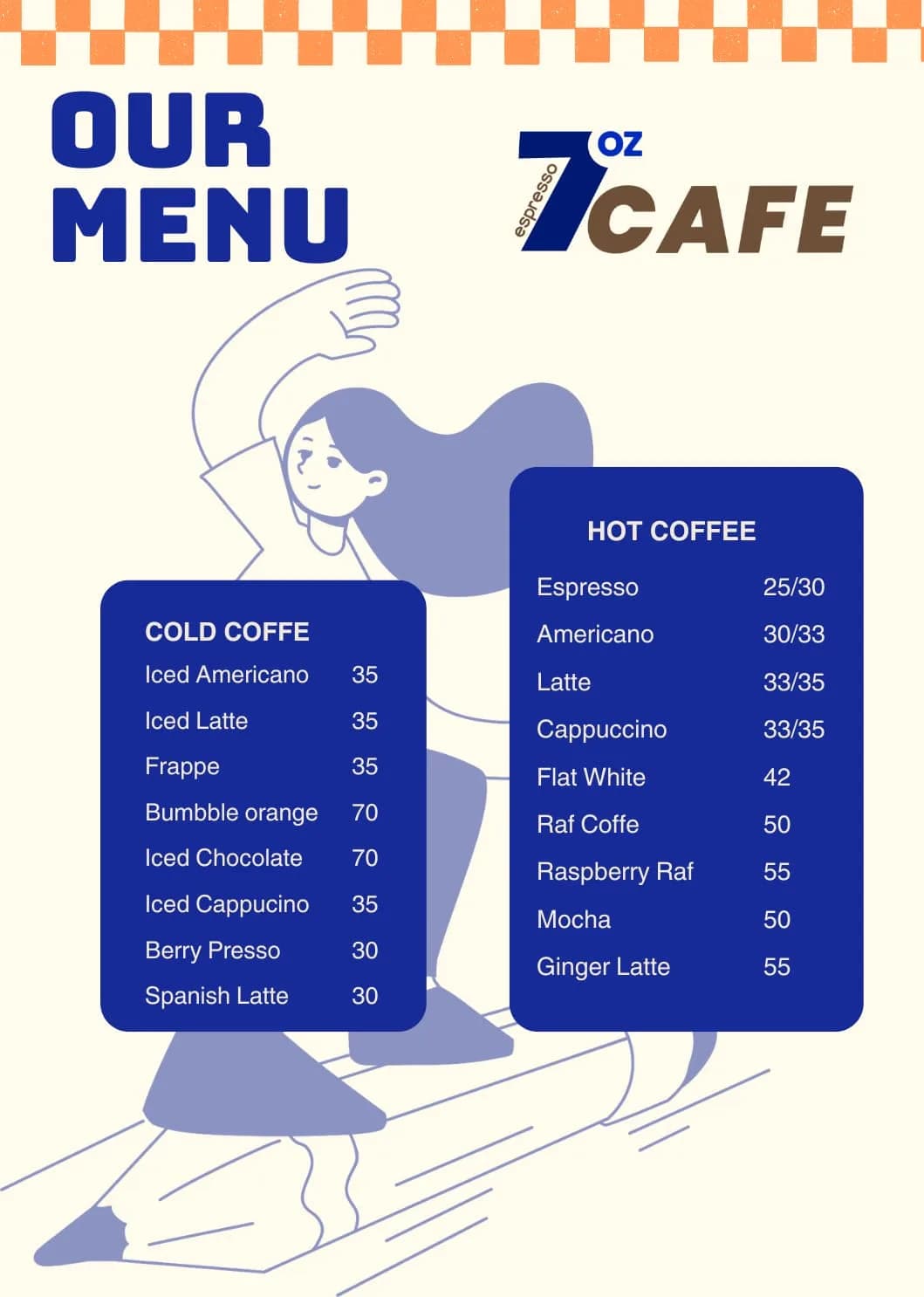 7Oz Cafe menu book, page 3
